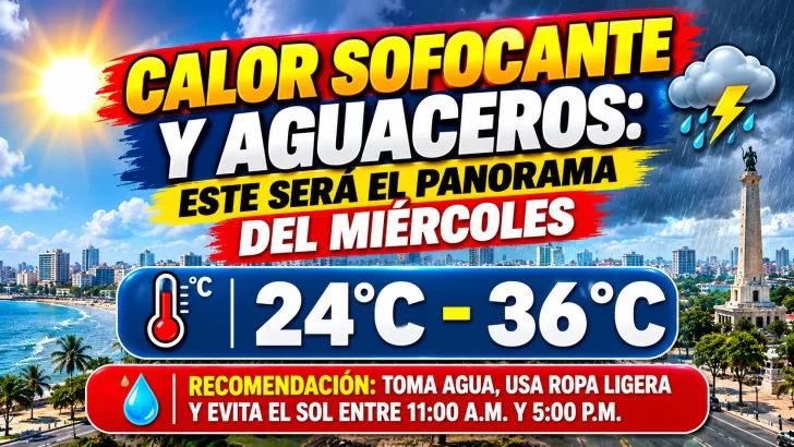 El clima hoy para Republica Dominicana: Calor sofocante y aguaceros, este será el panorama del miércoles