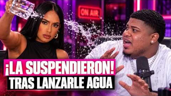¡La suspendieron! Yasmín Beltré le lanza agua a Elvin MVP en pleno programa