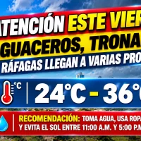 El clima hoy para Republica Dominicana: ¡Atención este viernes! Aguaceros, tronadas y ráfagas llegan a varias provincias