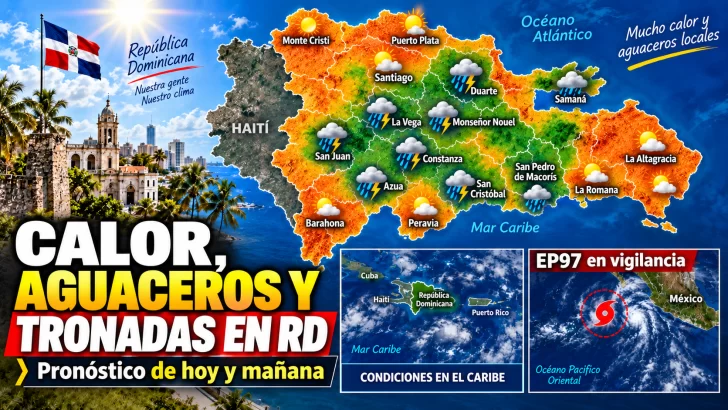 ¿Dónde lloverá hoy y cómo estará mañana domingo en RD?