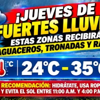El clima hoy para Republica Dominicana: jueves de fuertes lluvias: estas zonas recibirán aguaceros, tronadas y ráfagas