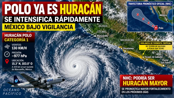 Polo ya es huracán y acelera su intensificación frente a México