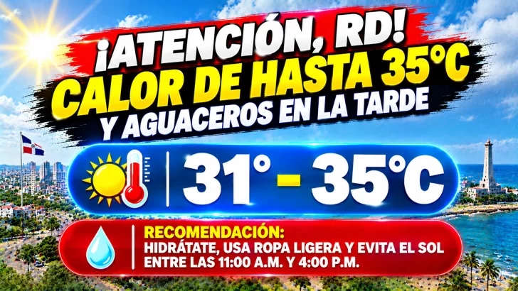 El clima hoy para Republica Dominicana: viernes de calor y lluvias Estas provincias tendrán aguaceros y tronadas