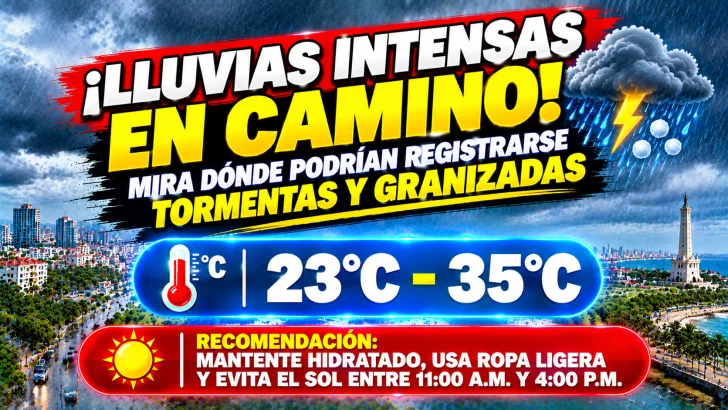 El clima hoy para Republica Dominicana: Lluvias intensas en camino Mira dónde podrían registrarse tormentas y granizadas este lunes