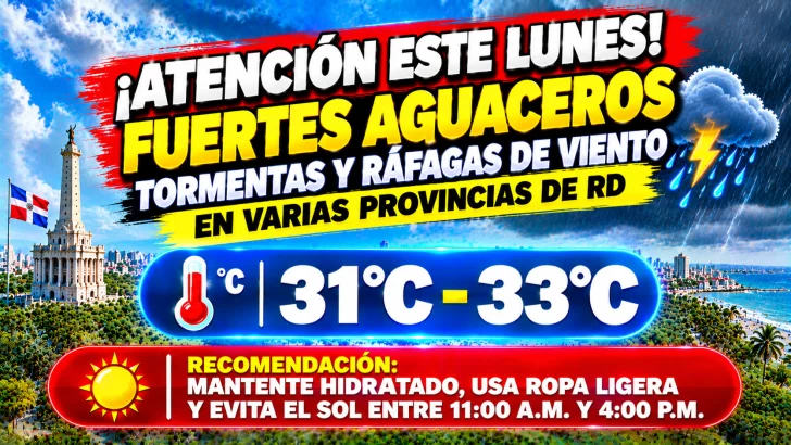 El clima hoy para Republica Dominicana: Vaguada provocará fuertes aguaceros, tormentas y ráfagas de viento en varias provincias de RD