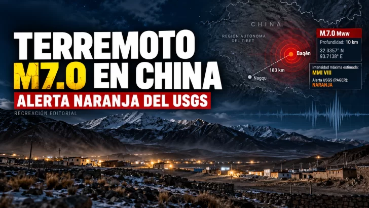 Sismo de magnitud 7.0 golpea una zona remota del Tíbet