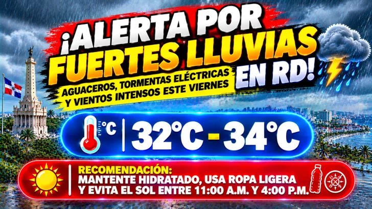 El clima hoy para Republica Dominicana: ¡Alerta por fuertes lluvias en RD! Vaguada amenaza con inundaciones, tormentas eléctricas y vientos intensos este viernes