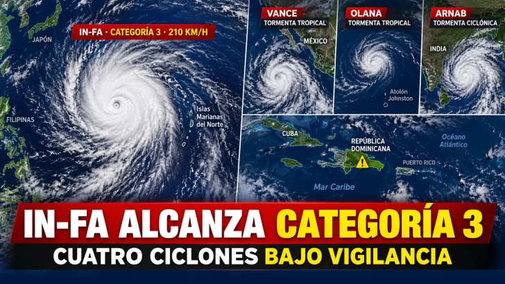 Alertas del COE en RD y el tifón In-fa alcanza categoría 3; México e India vigilan ciclones