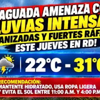 El clima hoy para Republica Dominicana: Vaguada amenaza con lluvias intensas, granizadas y fuertes ráfagas este jueves