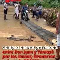 Colapsa puente provisional entre Don Juan y Yamasá por las lluvias; denuncian cobros de RD$200 para cruzar